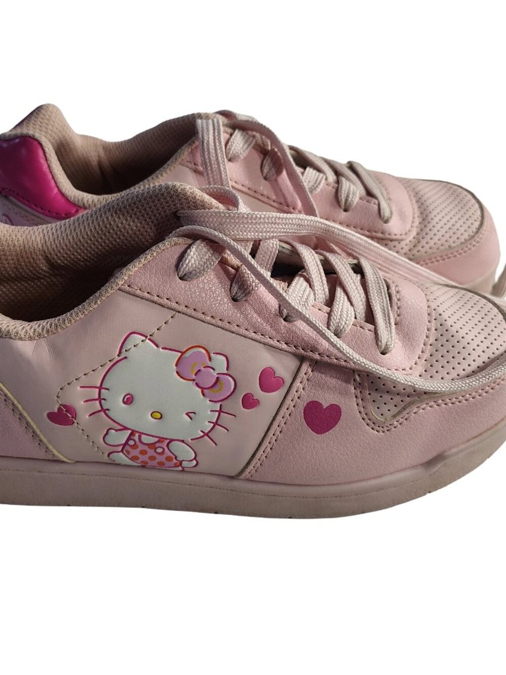Girl's Size 3 Pink Hello Kitty Logo Branded Lace-Up Sneakers